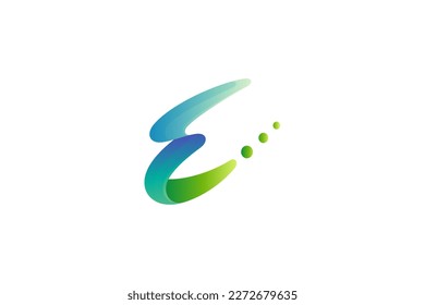 E logo design with water bubble effect