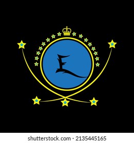 E logo design,,illustration of an background with stars	
