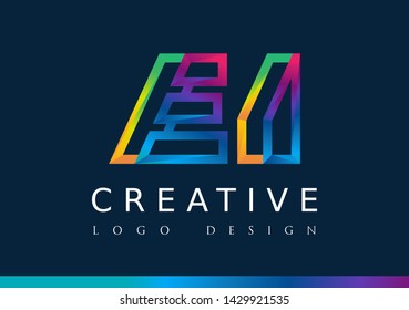 E I Logo. EI Letter Design Vector with Magenta blue and green yellow color.