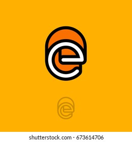 E logo. E emblems. E monogram. Isolated on a yellow background. Industry, build, construction.