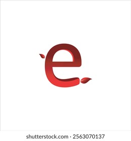 E logo with gradient red leaves and white background
