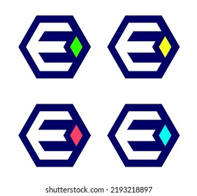 E Logo Symbol. Abstraktes, flaches Logo-Design, Großbuchstabe E für Ihr Branding-Design.