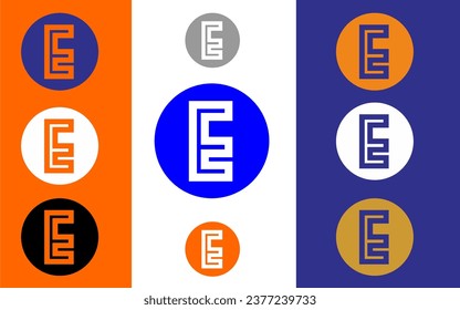 Plantilla de vectores de iconos abstractos coloridos con identidad de logotipo E