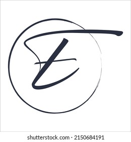E logo Initial handwriting or handwritten for identity. Logo with signature and hand drawn style.