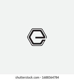 e  logo initial hexagon line modern templet