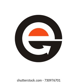E logo initial letter design template vector with arrow accent