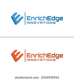 E Logo E latter Logo E 3d Logo Enrich Edge Innovations  