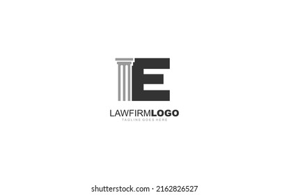 E logo law for branding company. justice template vector illustration for your brand.