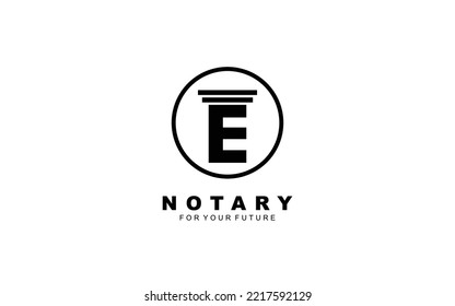 E logo law for branding company. justice template vector illustration for your brand.