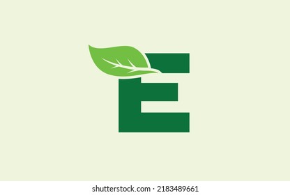 Hoja del logo E para identidad. ilustración vectorial de plantilla de naturaleza para su marca.