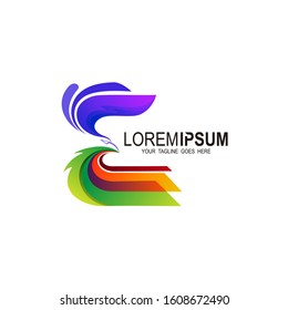 E logo , Letter e logo with eagle design vector
