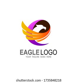 E logo , Letter E logo with eagle design vector
