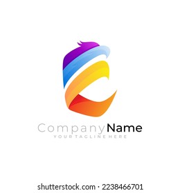 E logo, letter E logo with eagle design combination, 3d colorful