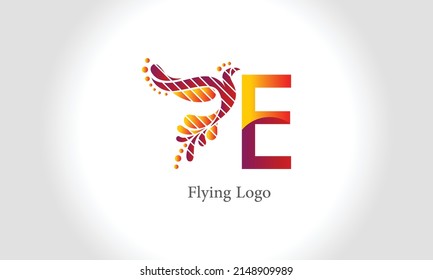 E-Logo-Brief mit Flug-Vogel