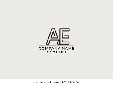 A E Logo Letter Icon Creative Minimal Design with Black and White Color in Vector Editable File.