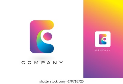 E Logo Letter With Rainbow Vibrant Colors. Colorful Modern Trendy Purple and Magenta Letters Vector Illustration.