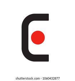 E e Logo logotype - English font upper case letter - latin modern bold font alphabet, upper case letters and numbers. Vector, two colors - red and black