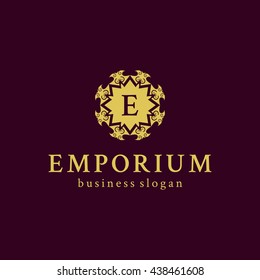 E Logo Luxury Monogram.Emporium Logo,Vintage logo,Logo Design,Boutique Logo,Ornament Logo,Monogram,Vector Decoration