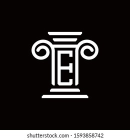 E logo monogram with pillar style design template