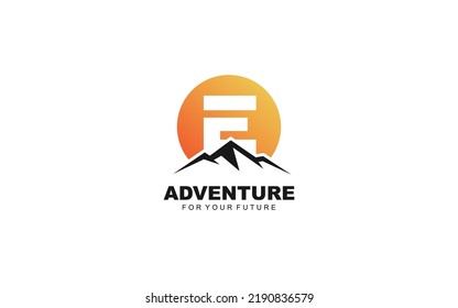 E logo mountain for identity. letter template vector illustration for your brand.