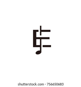 E logo music flat vector template
