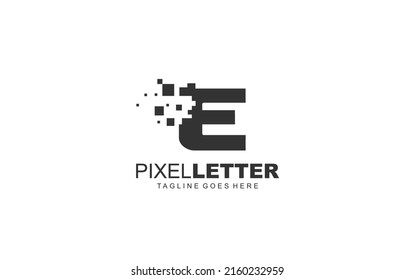 E logo PIXEL for branding company. DIGITAL template vector illustration for your brand.