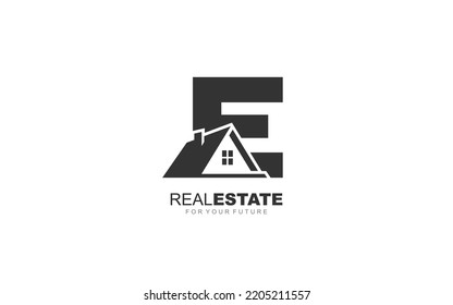 E logo real estate for branding company. construction template vector illustration for your brand.