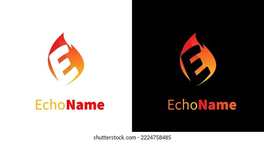 E logo set. isolated fire negative space alphabet logo. vector illustration