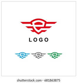 E Logo shield illustration vector, Vector design for application or company identity