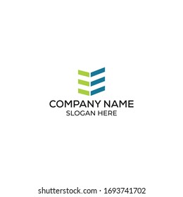Logotipo E y construcción simple y abstracta