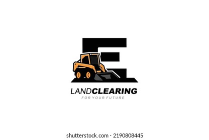 e logo Skid steer vector for construction company. Heavy equipment template vector illustration for your brand.