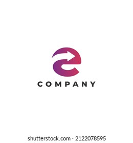E logo vector icon illustration modern design. arrow logo vector icon illustration modern design. e arrow logo vector icon illustration modern design.