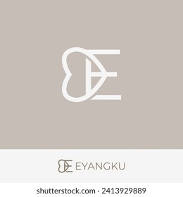 E Love Logo Line Vektorgrafik. Buchstabe E kombiniert mit einem Love Icon einfaches Logo-Design.