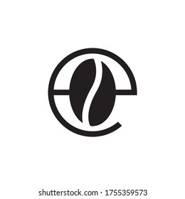 E concepto de diseño del logotipo de la letra de café en minúsculas