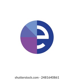 e lowercase letter logo hidden in pie chart