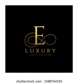 E Luxury Letter Logo Design Vector