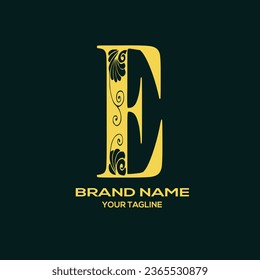 E Luxury Letter Logo Design Vector