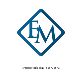 e and m blue rhombus typography typeface logotype alphabet font image vector icon