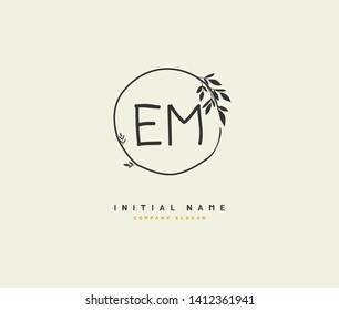 E M EM Beauty vector initial logo, handwriting logo of initial wedding, fashion, jewerly, heraldic, boutique, floral and botanical with creative template for any company or business.