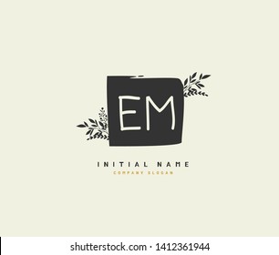 E M EM Beauty vector initial logo, handwriting logo of initial wedding, fashion, jewerly, heraldic, boutique, floral and botanical with creative template for any company or business.