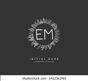 E M EM Beauty vector initial logo, handwriting logo of initial wedding, fashion, jewerly, heraldic, boutique, floral and botanical with creative template for any company or business.