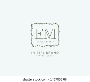 E M EM Beauty vector initial logo, handwriting logo of initial signature, wedding, fashion, jewerly, boutique, floral and botanical with creative template for any company or business.