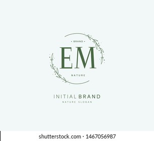 E M EM Beauty vector initial logo, handwriting logo of initial signature, wedding, fashion, jewerly, boutique, floral and botanical with creative template for any company or business.