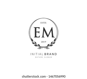 E M EM Beauty vector initial logo, handwriting logo of initial signature, wedding, fashion, jewerly, boutique, floral and botanical with creative template for any company or business.