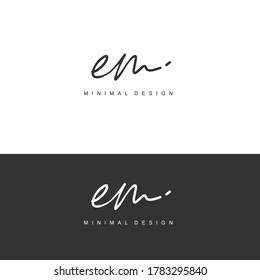 E M EM Initial handwriting or handwritten logo for identity. Logo with signature and hand drawn style.