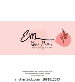 E M EM Initial letter handwriting and signature logo. Beauty vector initial logo .Fashion, boutique, floral and botanical