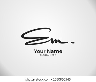 E M EM initial logo signature vector. Handwriting concept logo.