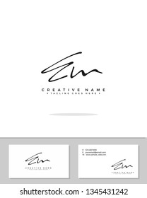 E M EM initial logo signature template vector. Handwriting logo concept