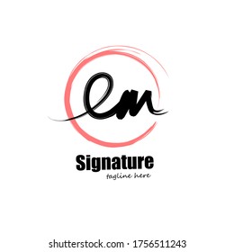 e m em initial logo handwriting template vector