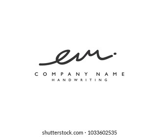 E M Initial handwriting logo